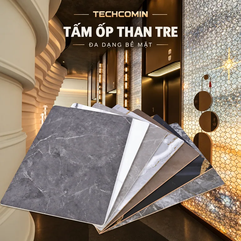 Tấm ốp than tre bề mặt vân gỗ