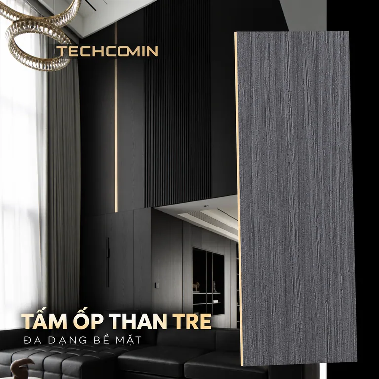 Tấm ốp than tre bề mặt vân gỗ