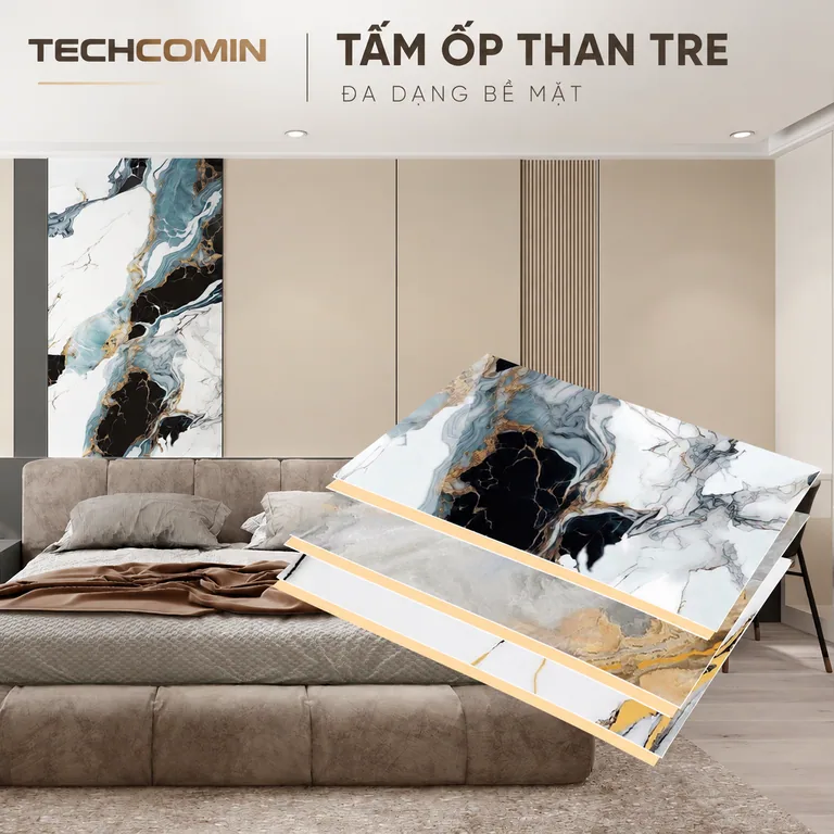 Tấm ốp than tre bề mặt vân gỗ