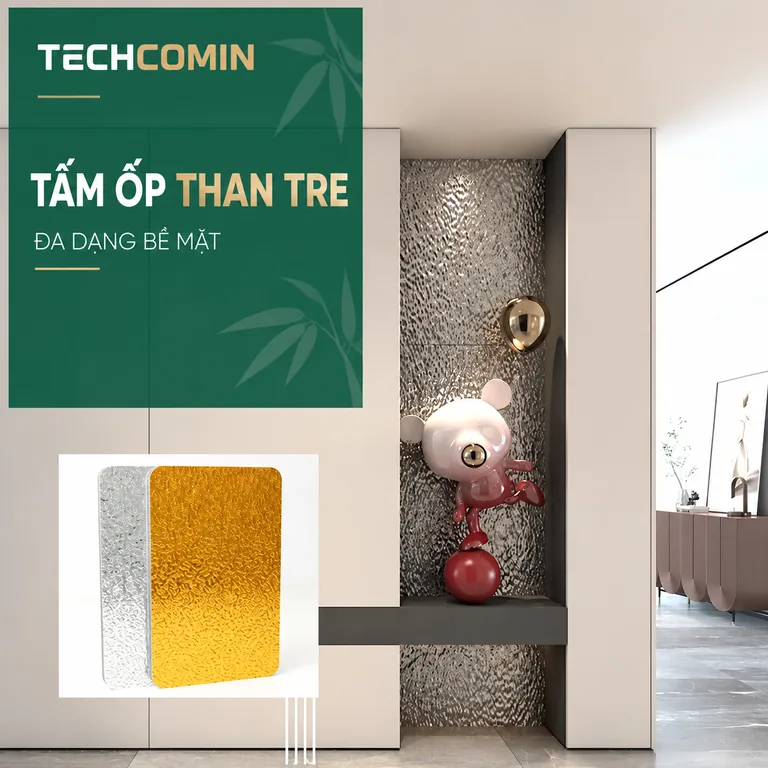 Tấm ốp than tre bề mặt vân gỗ