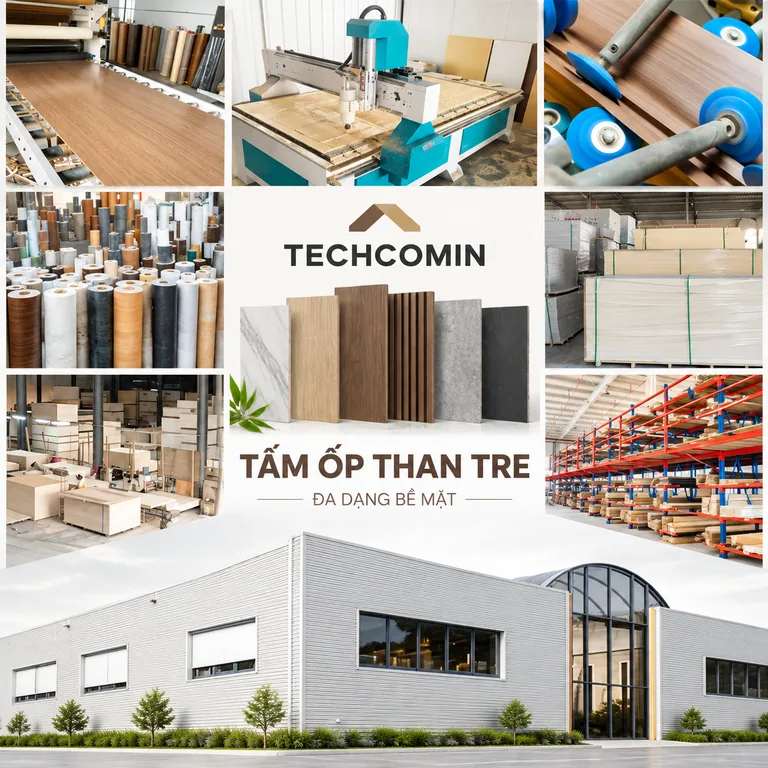 Tấm ốp than tre bề mặt vân gỗ