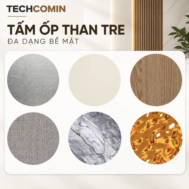 Tấm ốp than tre bề mặt vân gỗ