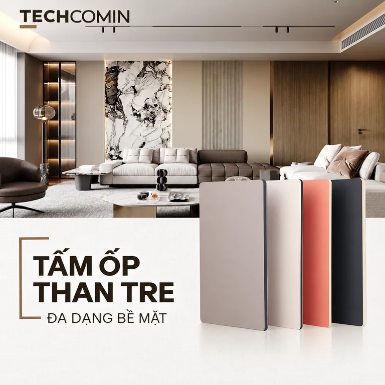 Tấm ốp than tre bề mặt vân gỗ