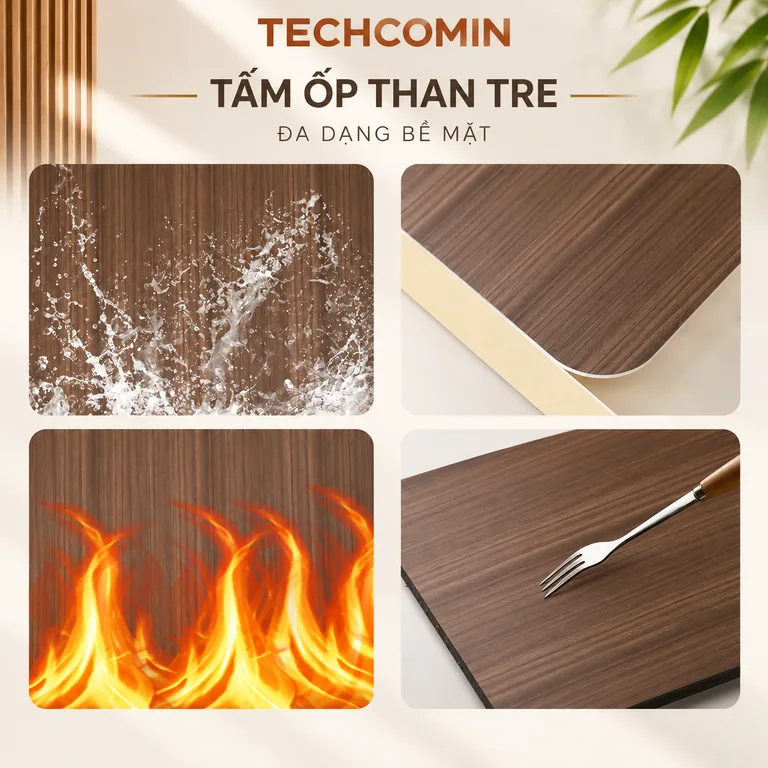 Tấm ốp than tre bề mặt vân gỗ