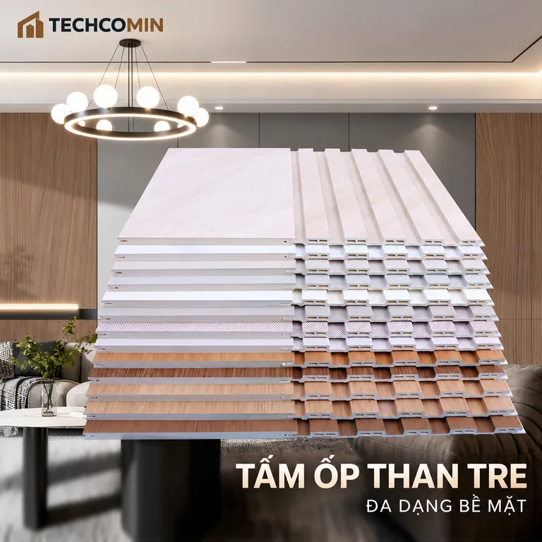 Tấm ốp than tre bề mặt vân gỗ