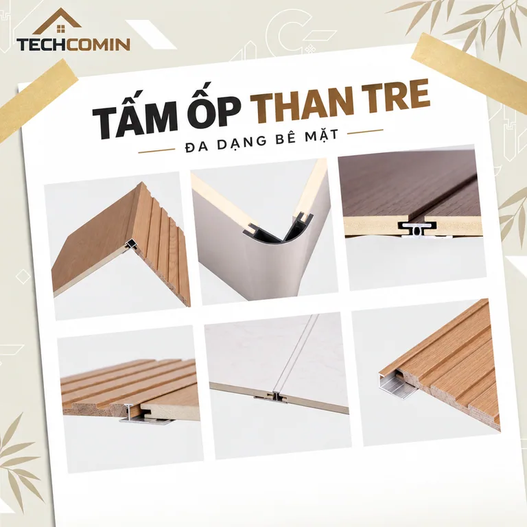 Tấm ốp than tre bề mặt vân gỗ