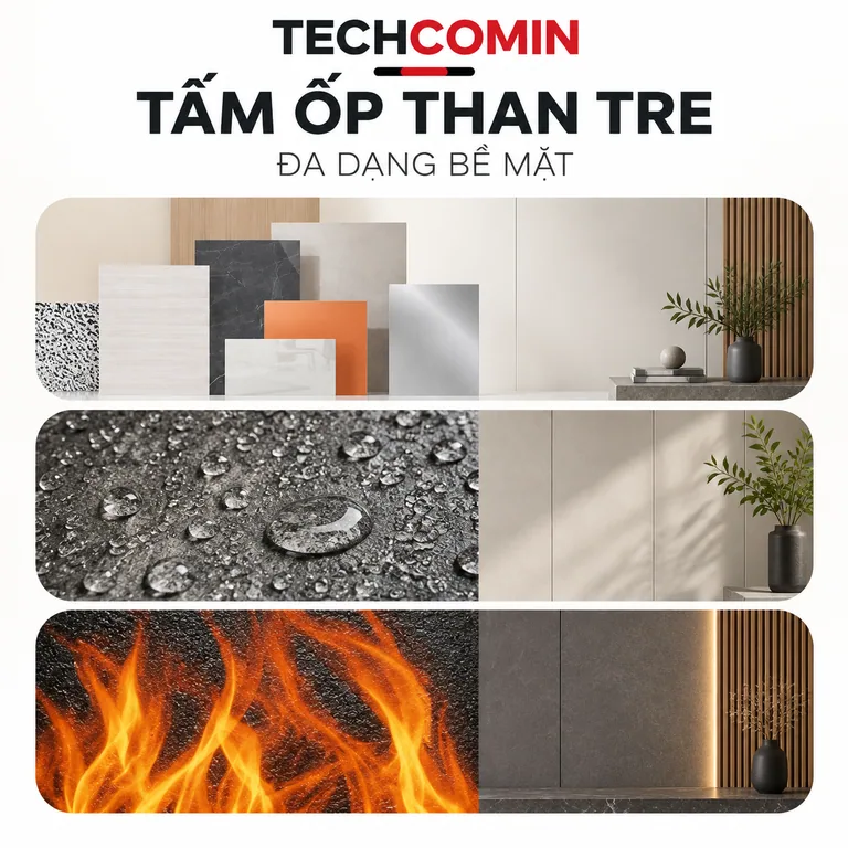 Tấm ốp than tre bề mặt vân gỗ