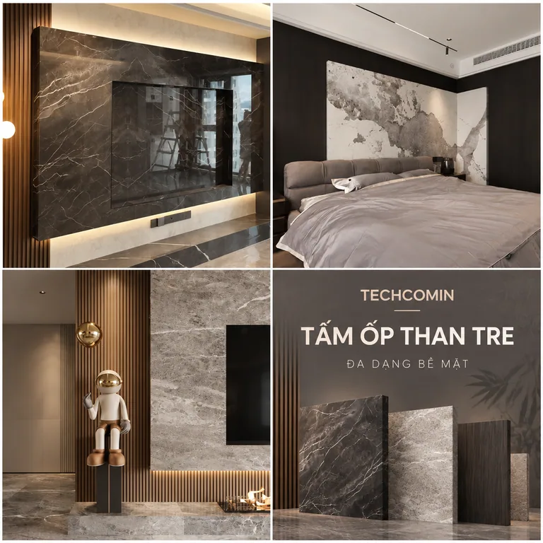 Tấm ốp than tre bề mặt vân gỗ