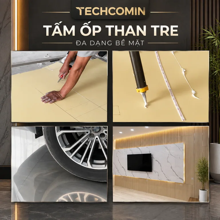 Tấm ốp than tre bề mặt vân gỗ