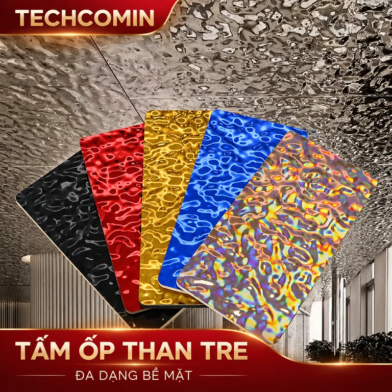 Tấm ốp than tre bề mặt vân gỗ
