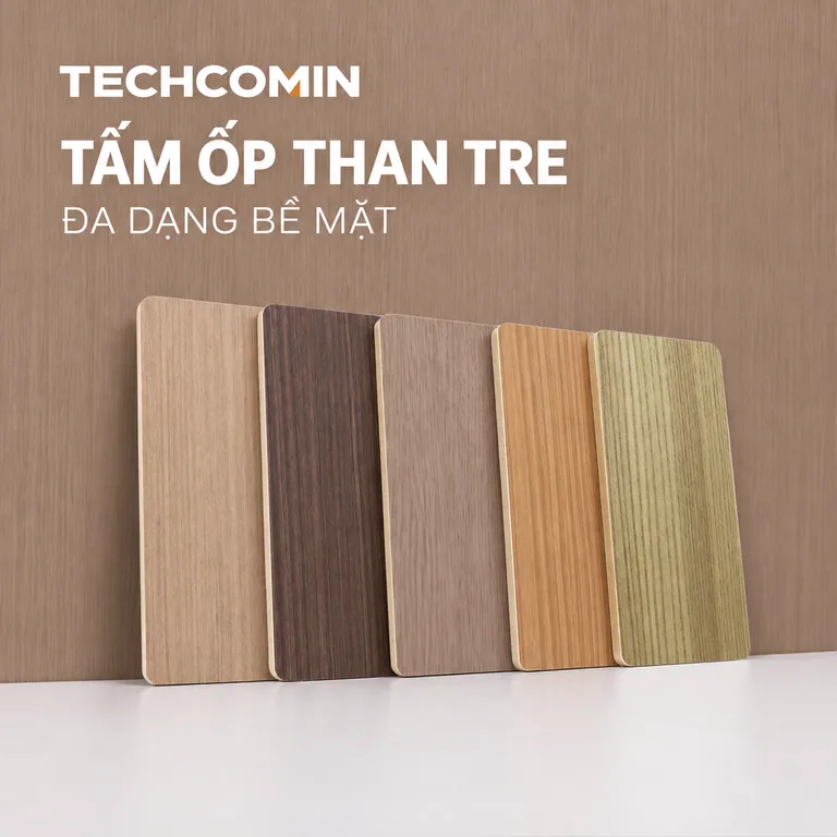 Tấm ốp than tre bề mặt vân gỗ