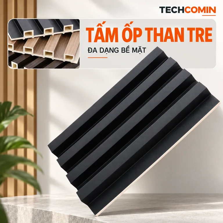 Tấm ốp than tre bề mặt vân gỗ