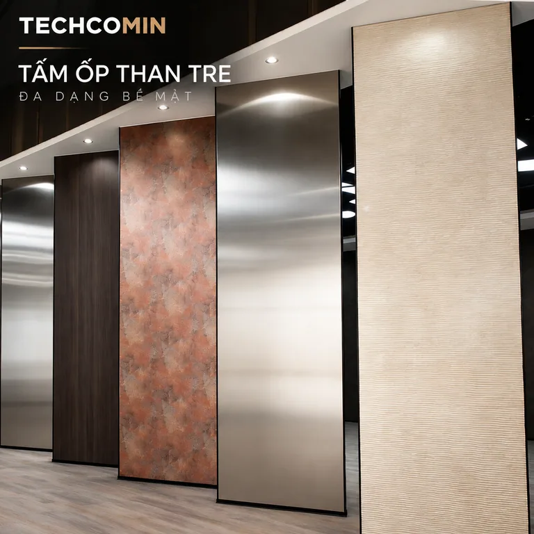 Tấm ốp than tre bề mặt vân gỗ