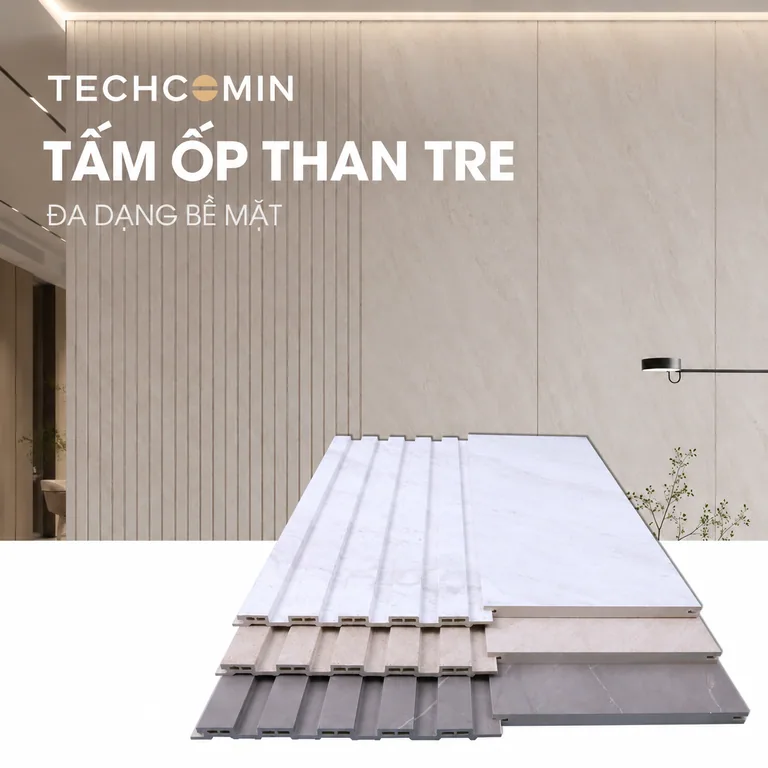 Tấm ốp than tre bề mặt vân gỗ