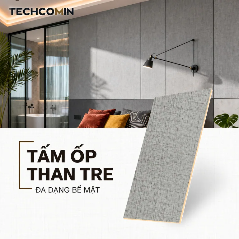 Tấm ốp than tre bề mặt vân gỗ