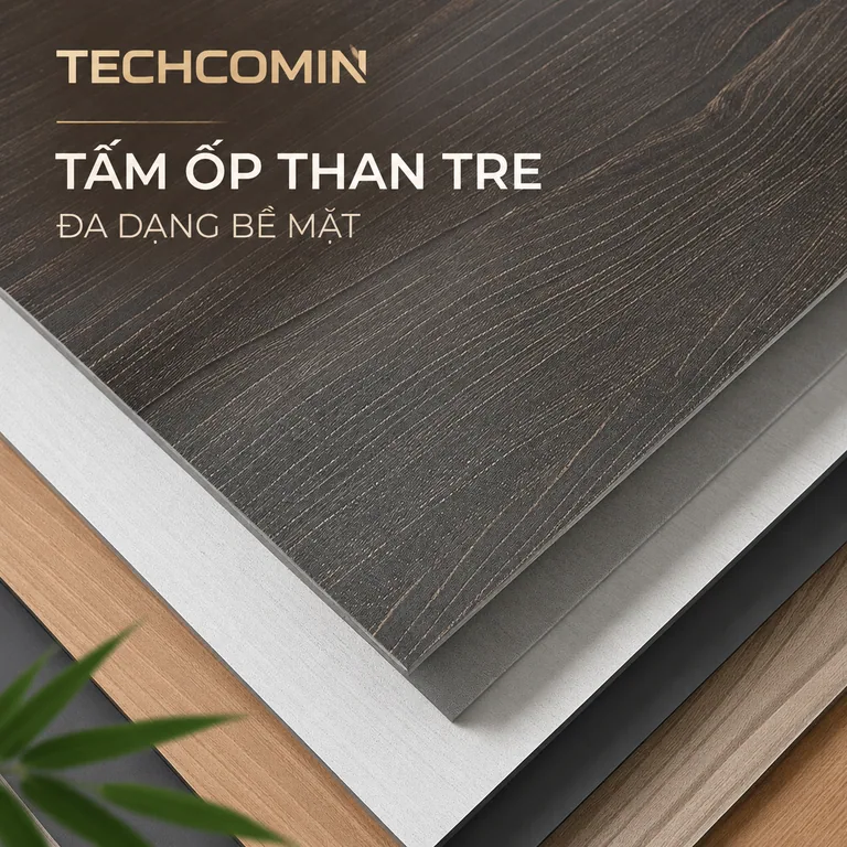 Tấm ốp than tre bề mặt vân gỗ