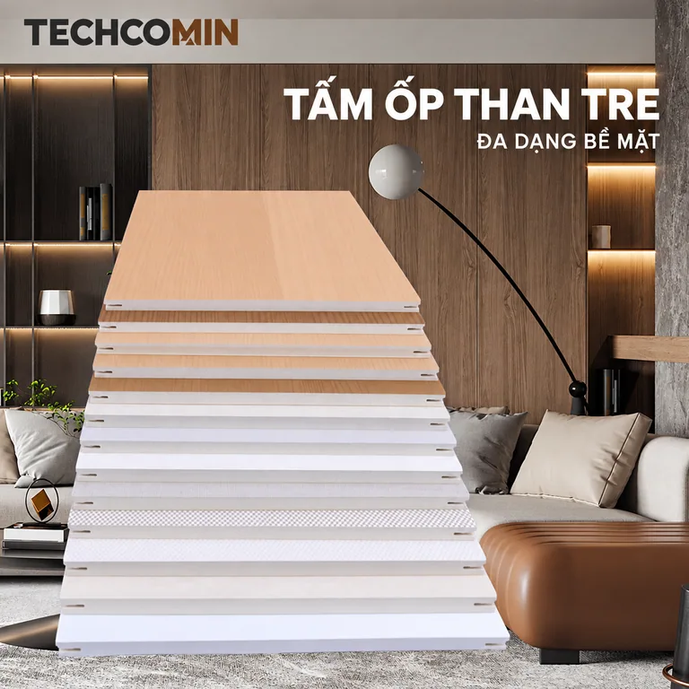 Tấm ốp than tre bề mặt vân gỗ