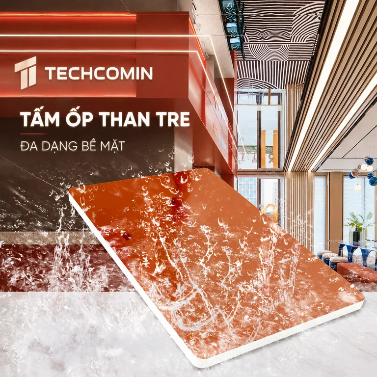 Tấm ốp than tre bề mặt vân gỗ