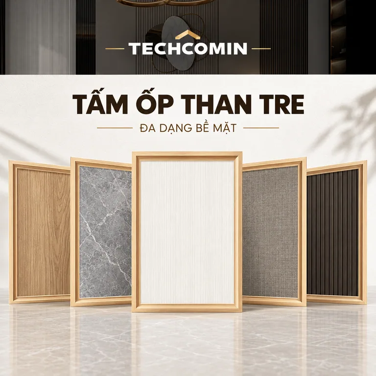 Tấm ốp than tre bề mặt vân gỗ