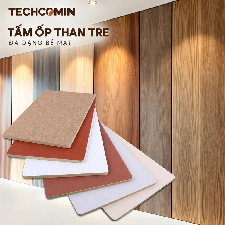 Tấm ốp than tre bề mặt vân gỗ