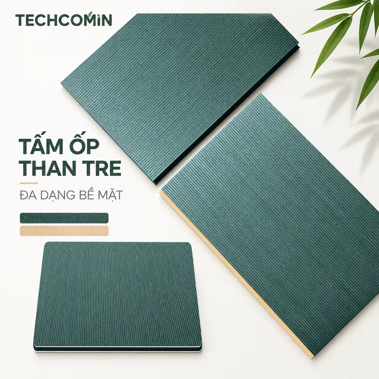 Tấm ốp than tre bề mặt vân gỗ