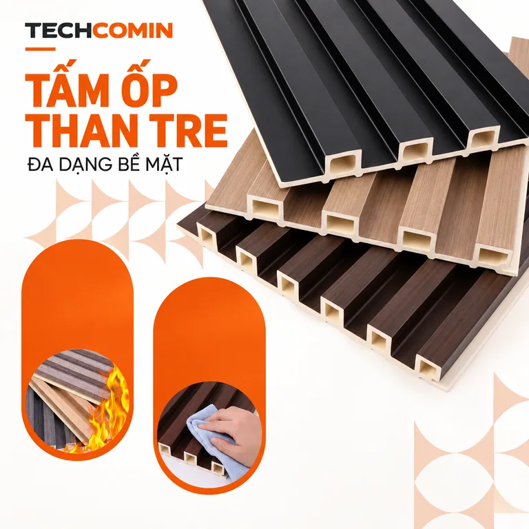 Tấm ốp than tre bề mặt vân gỗ