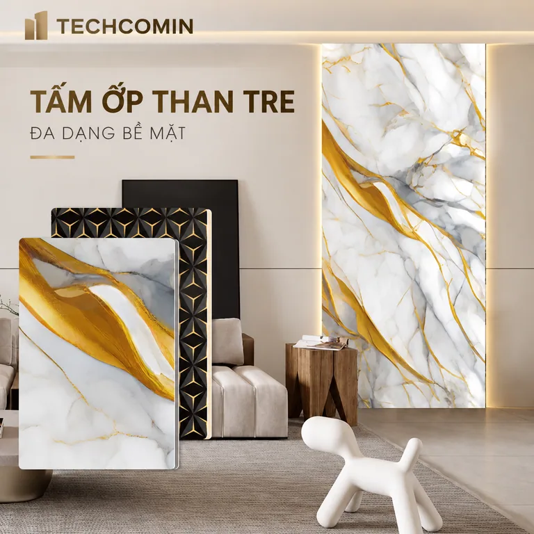 Tấm ốp than tre bề mặt vân gỗ