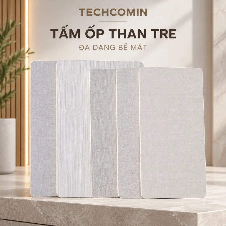 Tấm ốp than tre bề mặt vân gỗ