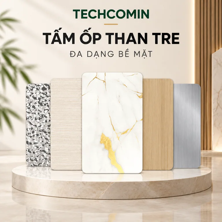 Tấm ốp than tre bề mặt vân gỗ