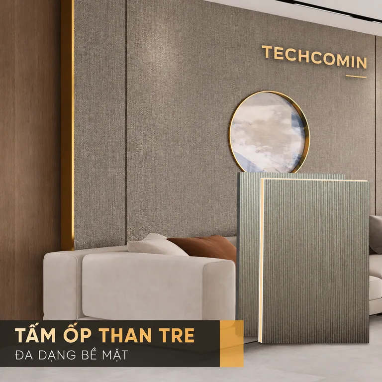Tấm ốp than tre bề mặt vân gỗ