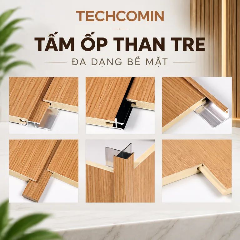 Tấm ốp than tre bề mặt vân gỗ