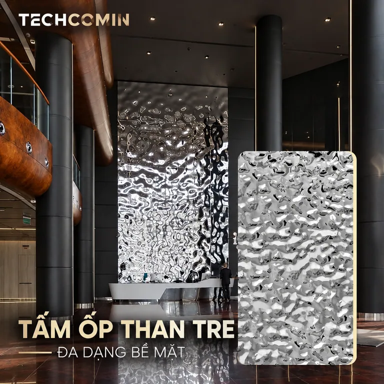 Tấm ốp than tre bề mặt vân gỗ