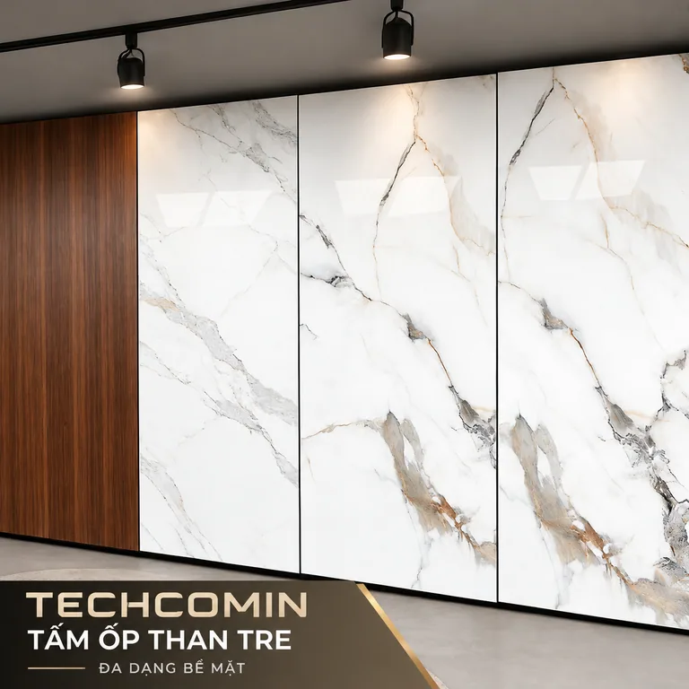 Tấm ốp than tre bề mặt vân gỗ