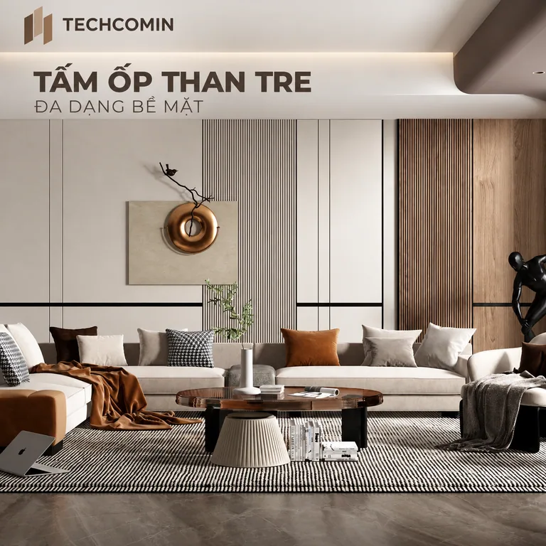 Tấm ốp than tre bề mặt vân gỗ