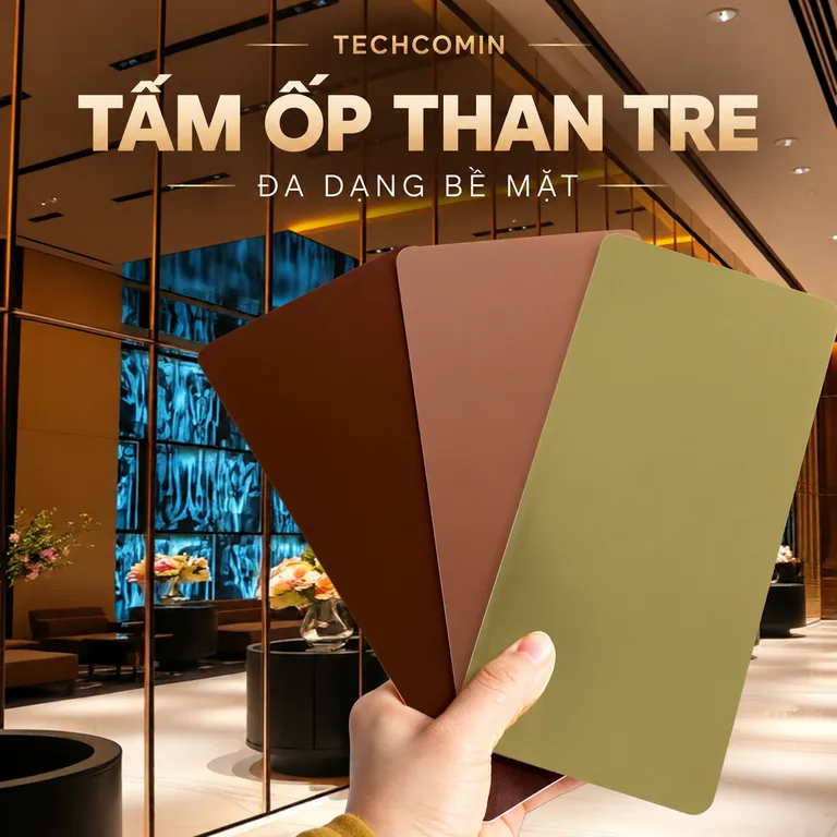 Tấm ốp than tre bề mặt vân gỗ