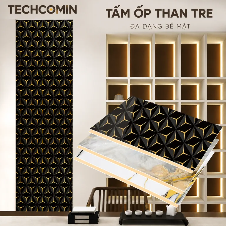 Tấm ốp than tre bề mặt vân gỗ