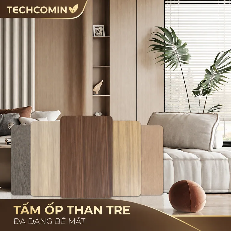 Tấm ốp than tre bề mặt vân gỗ