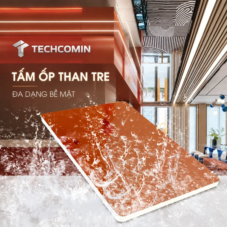 Tấm ốp than tre bề mặt vân gỗ
