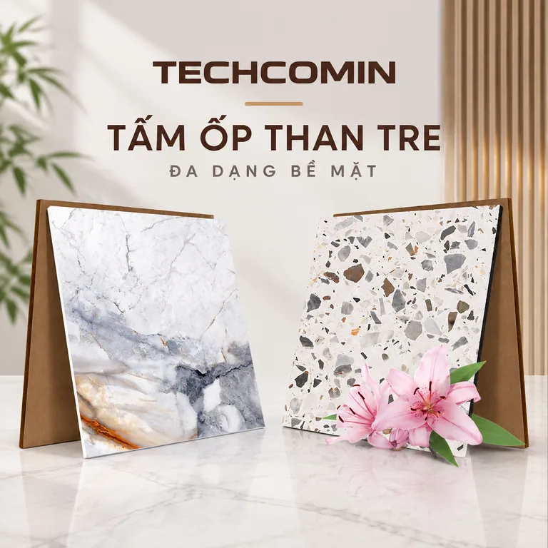 Tấm ốp than tre bề mặt vân gỗ