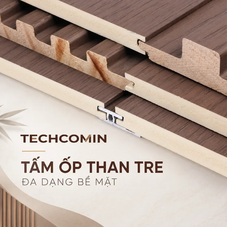 Tấm ốp than tre bề mặt vân gỗ