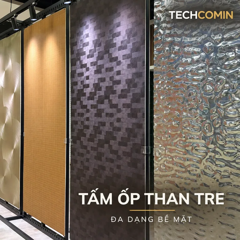 Tấm ốp than tre bề mặt vân gỗ
