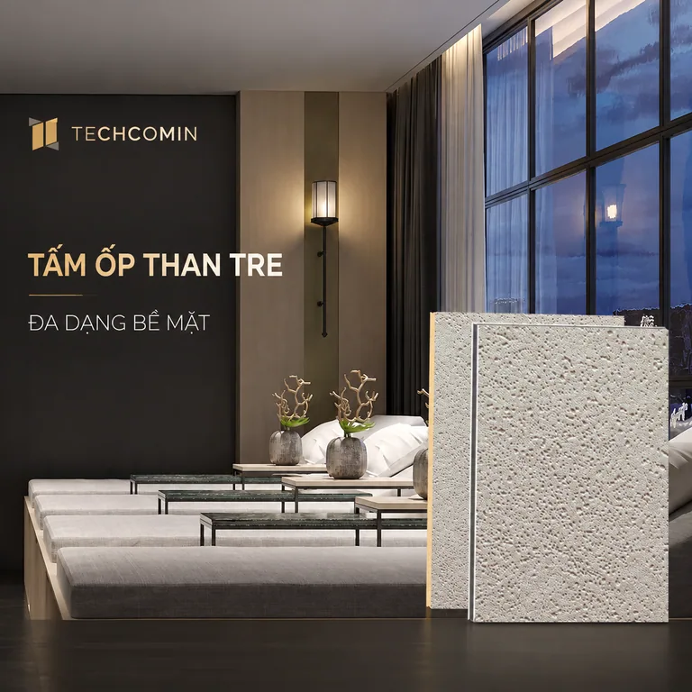 Tấm ốp than tre bề mặt vân gỗ