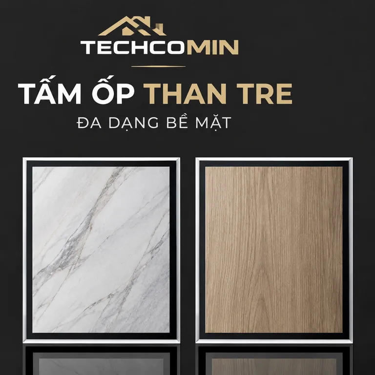 Tấm ốp than tre bề mặt vân gỗ