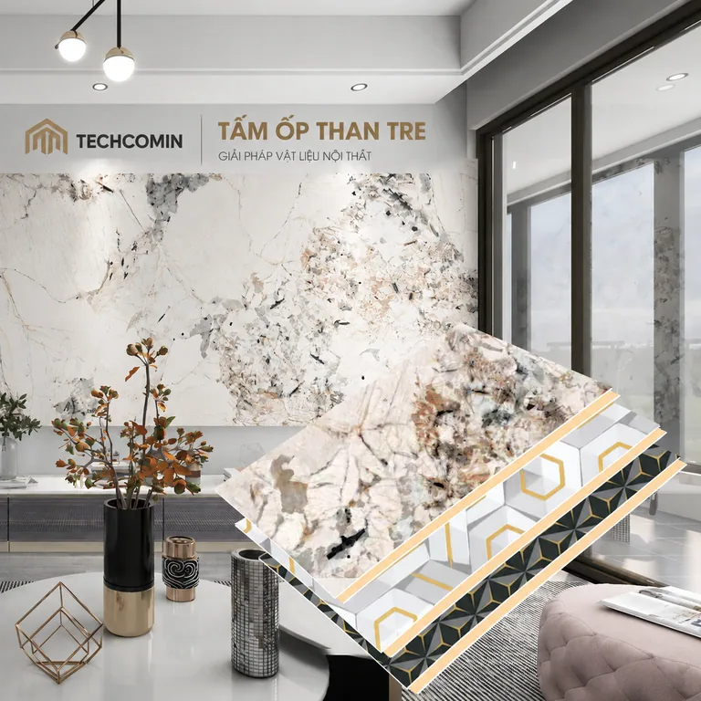 Tấm ốp than tre bề mặt vân gỗ