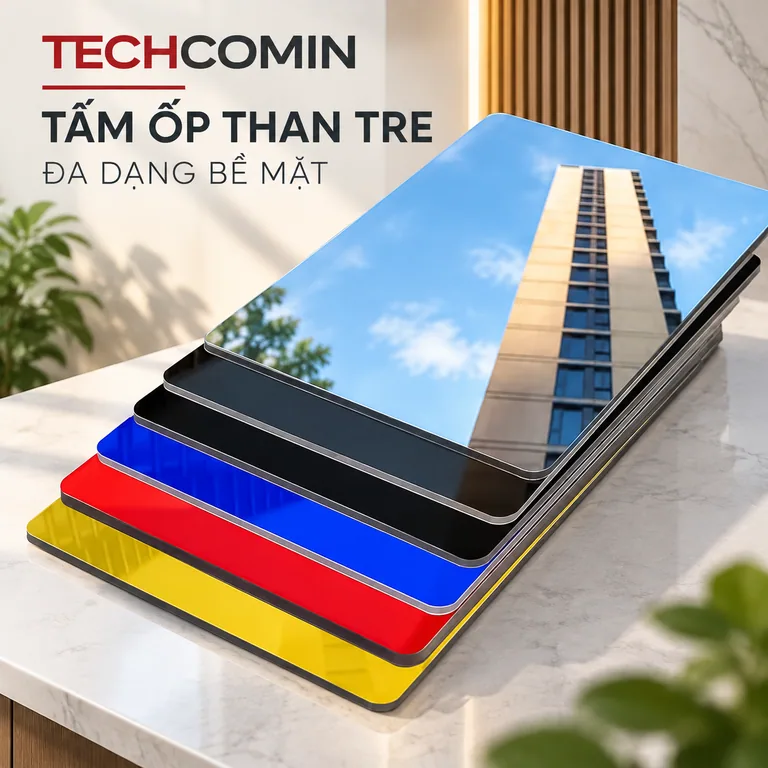 Tấm ốp than tre bề mặt vân gỗ