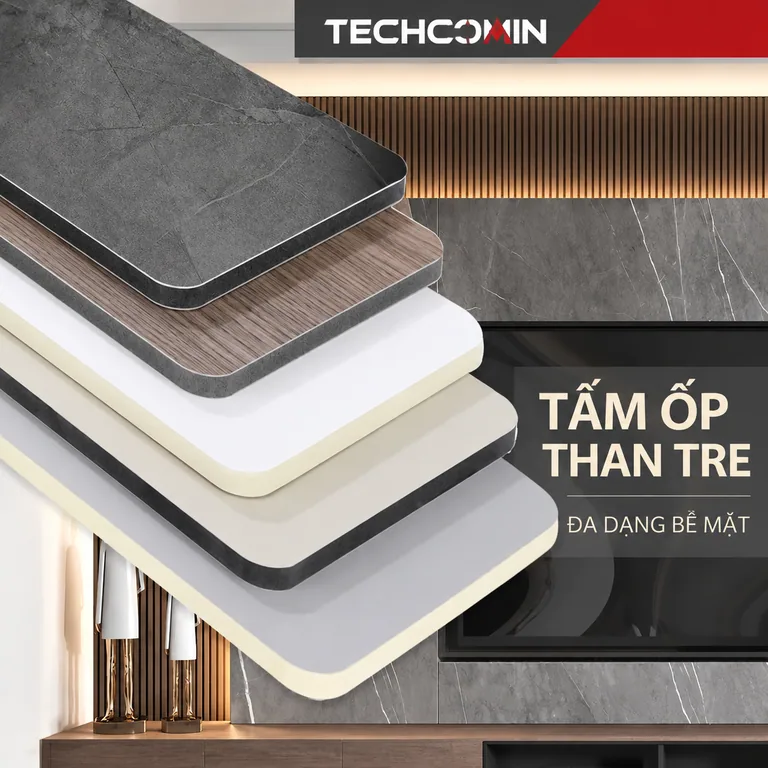 Tấm ốp than tre bề mặt vân gỗ