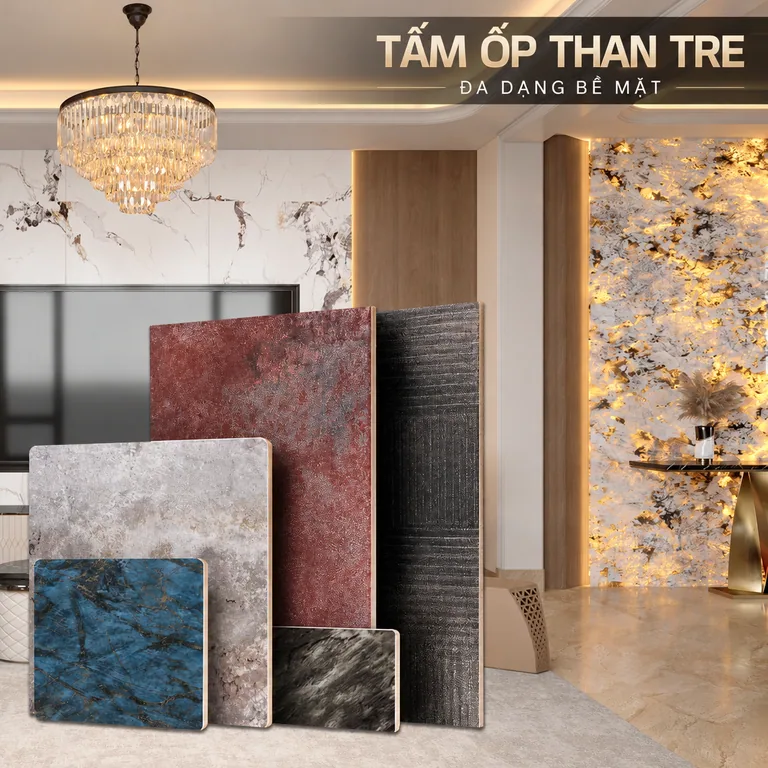 Tấm ốp than tre bề mặt vân gỗ