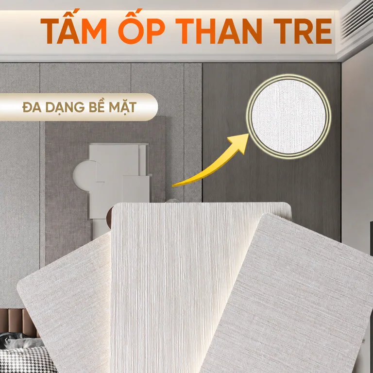 Tấm ốp than tre bề mặt vân gỗ