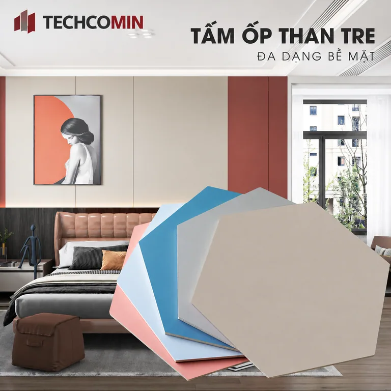 Tấm ốp than tre bề mặt vân gỗ