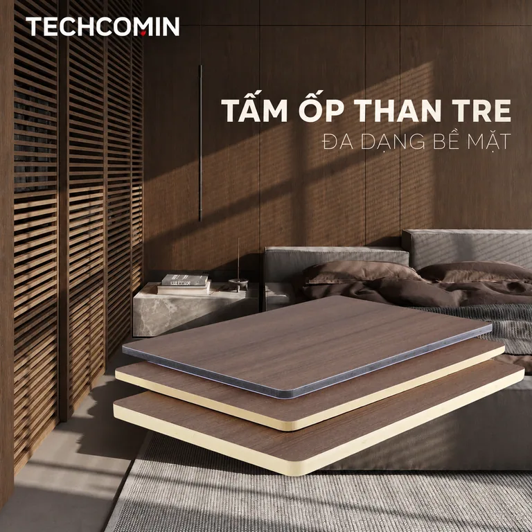 Tấm ốp than tre bề mặt vân gỗ